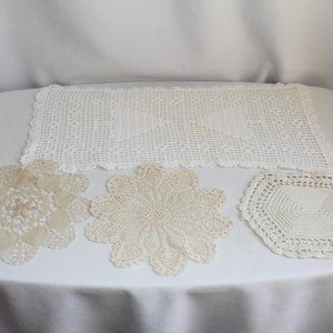 Vintage Crochet Cotton Lace 4-Doilies